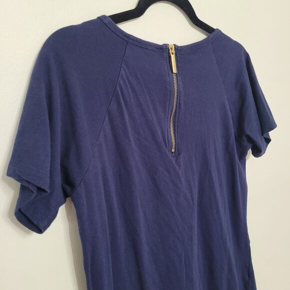 Michael Kors Navy Tie Sleeve T-Shirt Dress Size S Gold Logo Designer - Picture 5 of 5